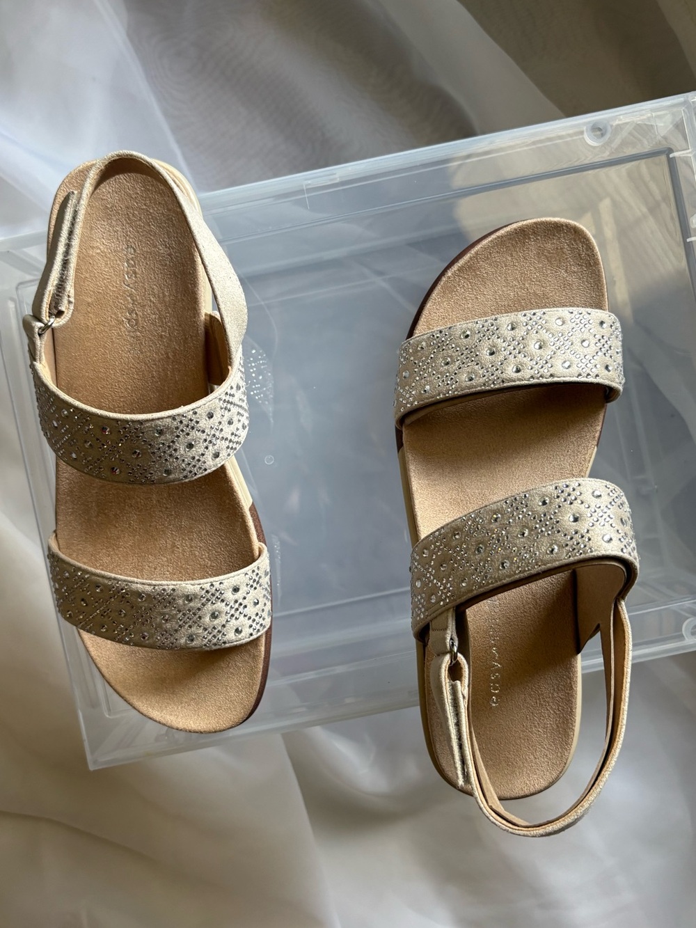 Easy Spirit Haisley2 Sandal Taupe w/ Crystals Comfort, Support, Flexible NWT